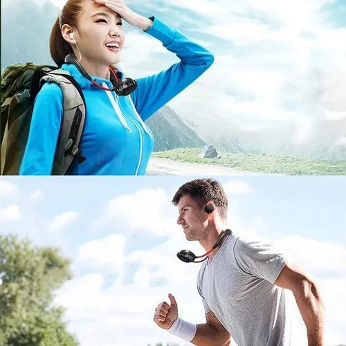 Rechargeable 3 Speed Neck Fan - Hanging Sports Neck Fan Heavy Duty Rechargeable Portable Hands Free Wearable Cooling Device (Random Color
