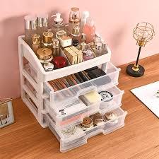 3-Layer Plastic Cosmetic Organizer Box with Drawers