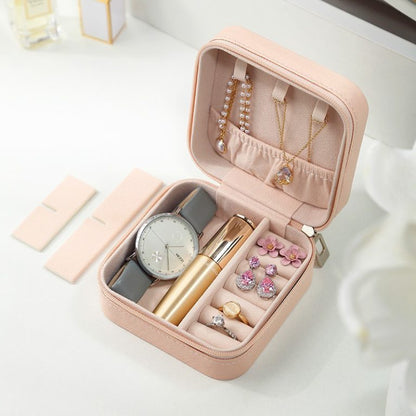 Travel Leather Pocket Jewellery Organizer Box (Mix/Random color)