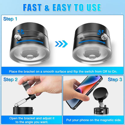 Vacuum Magnetic Suction Cup Folding Swivel Stand – Double-Sided Universal Mobile Phone Holder