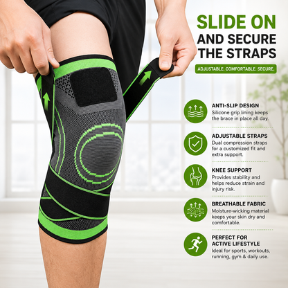 Premium Compression Knee Brace – High-Elasticity Joint Support Sleeve with Adjustable Dual Tension Straps