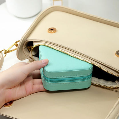 Travel Leather Pocket Jewellery Organizer Box (Mix/Random color)